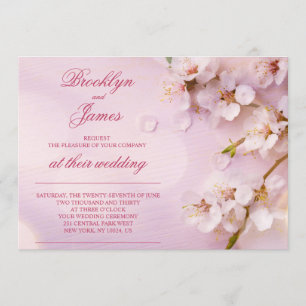 Cherry Blossom Elegant Wedding Invites Kaart