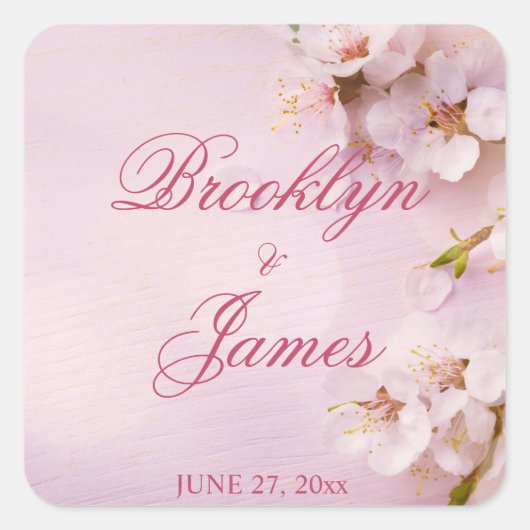 Cherry Blossom Elegant Wedding Stickers (Voorkant)