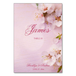 Cherry Blossom Elegant Wedding Table Place Kards Kaart