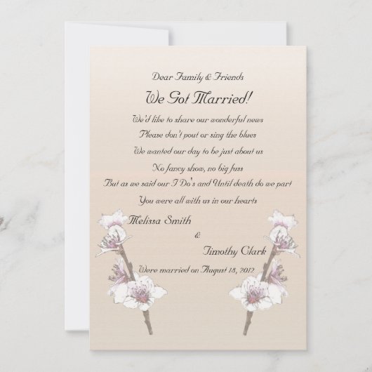 Cherry Blossom Elopement 2 Aankondiging (Voorkant)