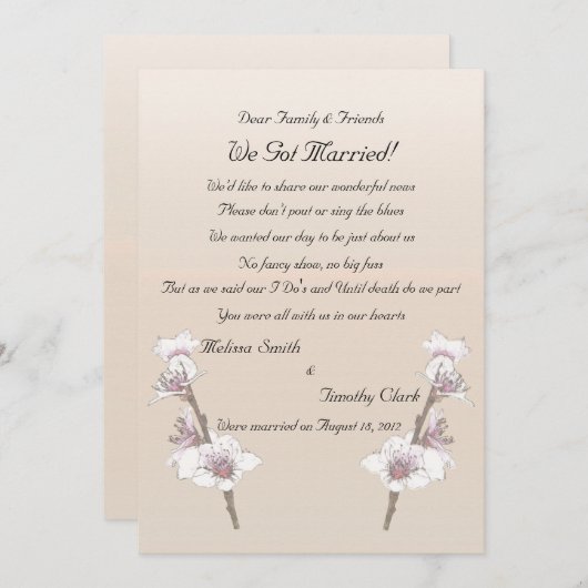 Cherry Blossom Elopement 2 Aankondiging (Voorkant / Achterkant)