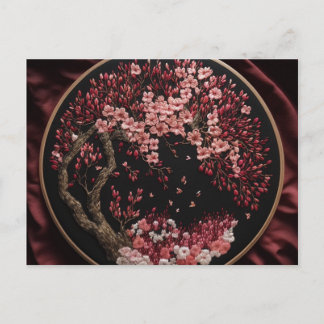 Cherry Blossom Embroized Wedding Wrappi Briefkaart