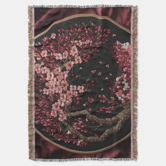 Cherry Blossom Embroized Wedding Wrappi Deken (Voorkant Verticaal)