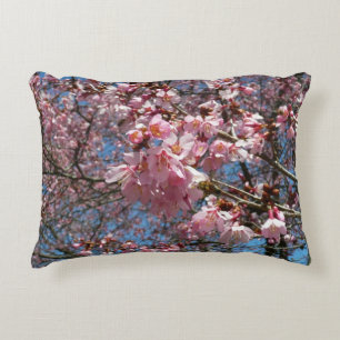 Cherry Blossom en Bee Pink Spring Flowers Accent Kussen