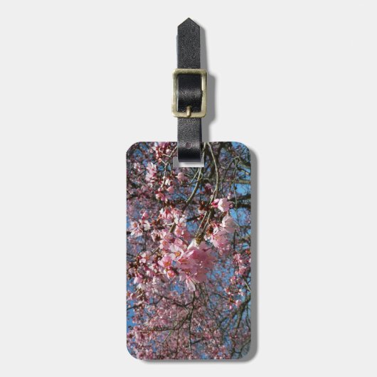 Cherry Blossom en Bee Pink Spring Flowers Bagagelabel (Voorkant verticaal)
