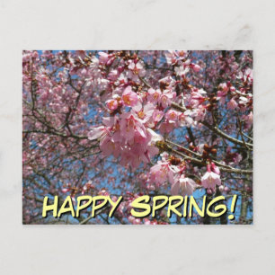 Cherry Blossom en Bee Pink Spring Flowers Briefkaart