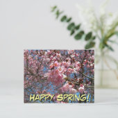 Cherry Blossom en Bee Pink Spring Flowers Briefkaart (Staand voorkant)
