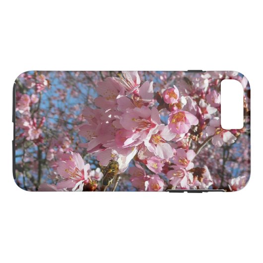 Cherry Blossom en Bee Pink Spring Flowers Case-Mate iPhone Case (Achterkant (Horizontaal))
