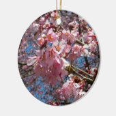 Cherry Blossom en Bee Pink Spring Flowers Keramisch Ornament (Links)