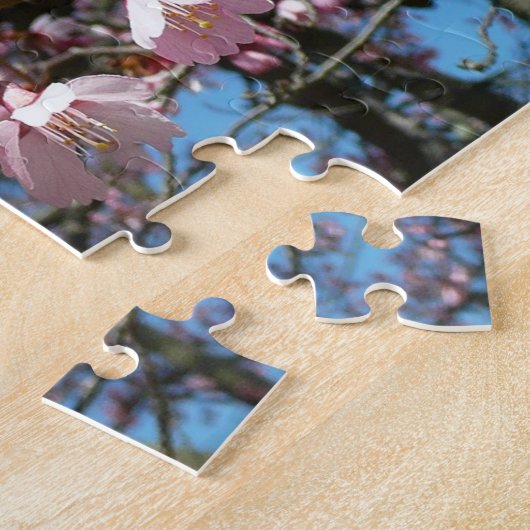 Cherry Blossom en Bee Pink Spring Flowers Legpuzzel (Zijkant)