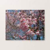 Cherry Blossom en Bee Pink Spring Flowers Legpuzzel (Horizontaal)