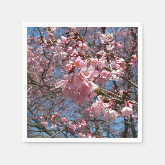 Cherry Blossom en Bee Pink Spring Flowers Servet (Voorkant)