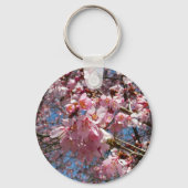 Cherry Blossom en Bee Pink Spring Flowers Sleutelhanger (Voorkant)