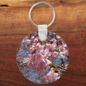 Cherry Blossom en Bee Pink Spring Flowers Sleutelhanger (Voorkant)