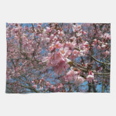 Cherry Blossom en Bee Pink Spring Flowers Theedoek (Horizontaal)