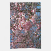Cherry Blossom en Bee Pink Spring Flowers Theedoek (Verticaal)
