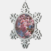 Cherry Blossom en Bee Pink Spring Flowers Tin Sneeuwvlok Ornament (Rechts)