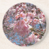 Cherry Blossom en Bee Pink Spring Flowers Zandsteen Onderzetter (Voorkant)