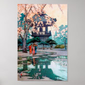 Cherry Blossom en Belfry, Hiroshi Yoshida Poster (Voorkant)