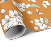 Cherry Blossom en bijen Amber Naadloos Cadeaupapier (Rol Hoek)