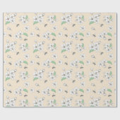 Cherry Blossom en bijen Antiek Witte naadloos Cadeaupapier (Vlak)