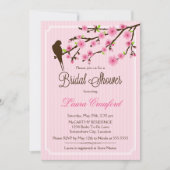 Cherry Blossom en Bird Bridal Shower Invitation Kaart (Voorkant)