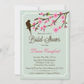 Cherry Blossom en Bird Bridal Shower Invitation Kaart (Voorkant)
