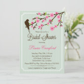 Cherry Blossom en Bird Bridal Shower Invitation Kaart (Staand voorkant)