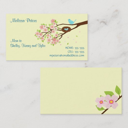 Cherry Blossom en Bird Ma Profile Card Contactkaartje (Voorkant / Achterkant)