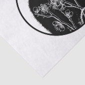 Cherry Blossom en Black Cat Floral patroon Tissuepapier (Detail)