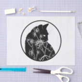 Cherry Blossom en Black Cat Floral patroon Tissuepapier (Craft)
