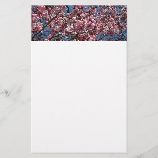 Cherry Blossom en Blue Sky Spring Floral Briefpapier (Voorkant)