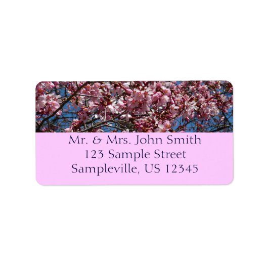 Cherry Blossom en Blue Sky Spring Floral Etiket (Voorkant)
