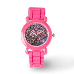 Cherry Blossom en Blue Sky Spring Floral Horloge
