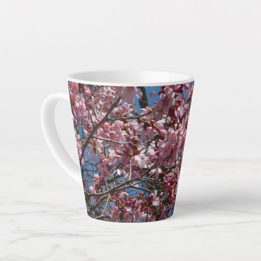 Cherry Blossom en Blue Sky Spring Floral Latte Mok (Linkerhoek)