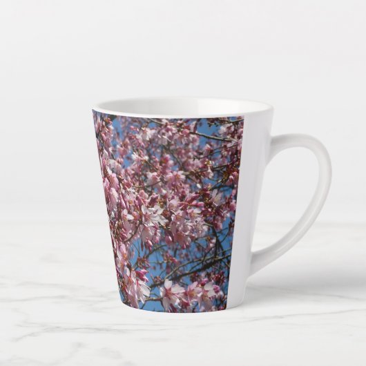 Cherry Blossom en Blue Sky Spring Floral Latte Mok (Rechts)