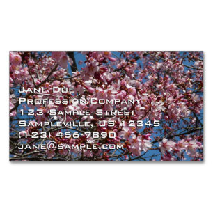 Cherry Blossom en Blue Sky Spring Floral Magnetisch Visitekaartje