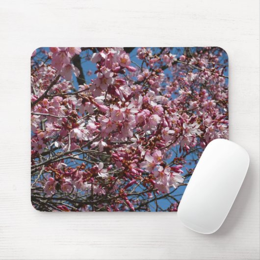 Cherry Blossom en Blue Sky Spring Floral Muismat (Met muis)