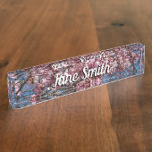 Cherry Blossom en Blue Sky Spring Floral Naambordje (Zijkant)