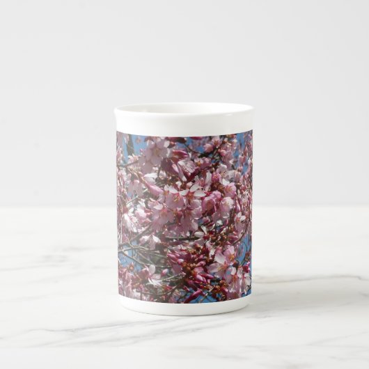 Cherry Blossom en Blue Sky Spring Floral Porselein Kop (Voorkant)