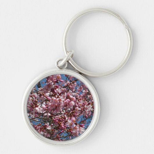 Cherry Blossom en Blue Sky Spring Floral Sleutelhanger (Voorkant)