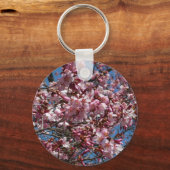 Cherry Blossom en Blue Sky Spring Floral Sleutelhanger (Achterkant)