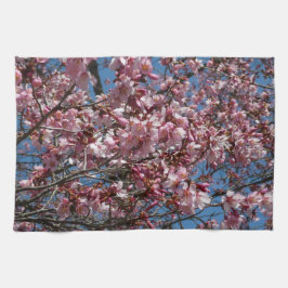Cherry Blossom en Blue Sky Spring Floral Theedoek