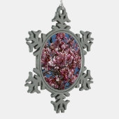 Cherry Blossom en Blue Sky Spring Floral Tin Sneeuwvlok Ornament (Links)