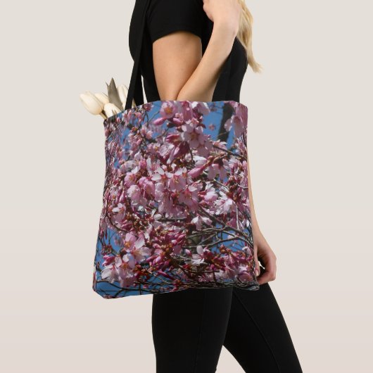 Cherry Blossom en Blue Sky Spring Floral Tote Bag (Dichtbij)