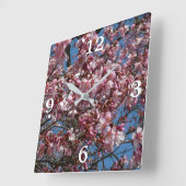 Cherry Blossom en Blue Sky Spring Floral Vierkante Klok (Hoek)