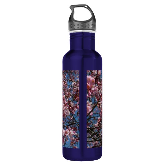 Cherry Blossom en Blue Sky Spring Floral Waterfles (Achterkant)