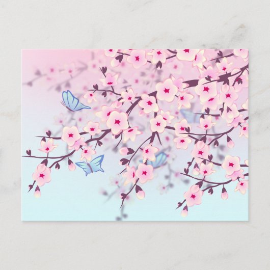 Cherry Blossom en Butterflies Briefkaart (Voorkant)