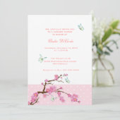 Cherry Blossom en Butterflies Invitation Kaart (Staand voorkant)