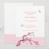 Cherry Blossom en Butterflies Invitation Kaart (Voorkant / Achterkant)